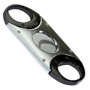 2-Tone Polished Gun Metal & Silver Guillotine Cutter - 56 Ring Gauge - Shades of Havana