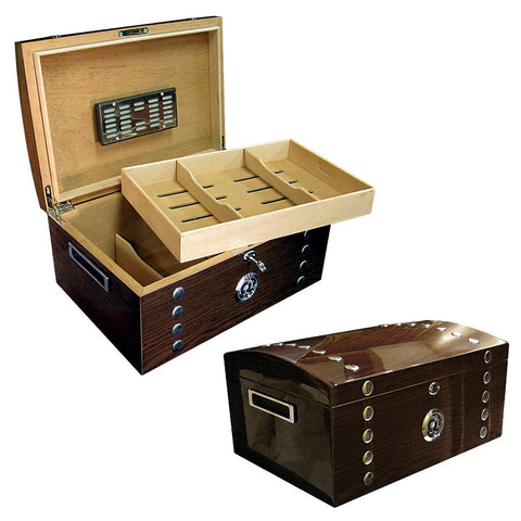 Image of Montgomery 150 Cigar Count Humidor Chest | Lacquer Studded - Shades of Havana