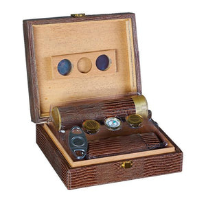 Alligator Brown Leather Humidor Kit - 25 Cigar Capacity - Shades of Havana