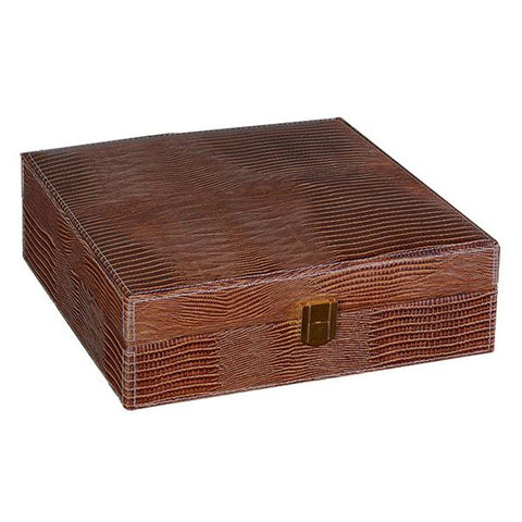 Alligator Brown Leather Humidor Kit - 25 Cigar Capacity