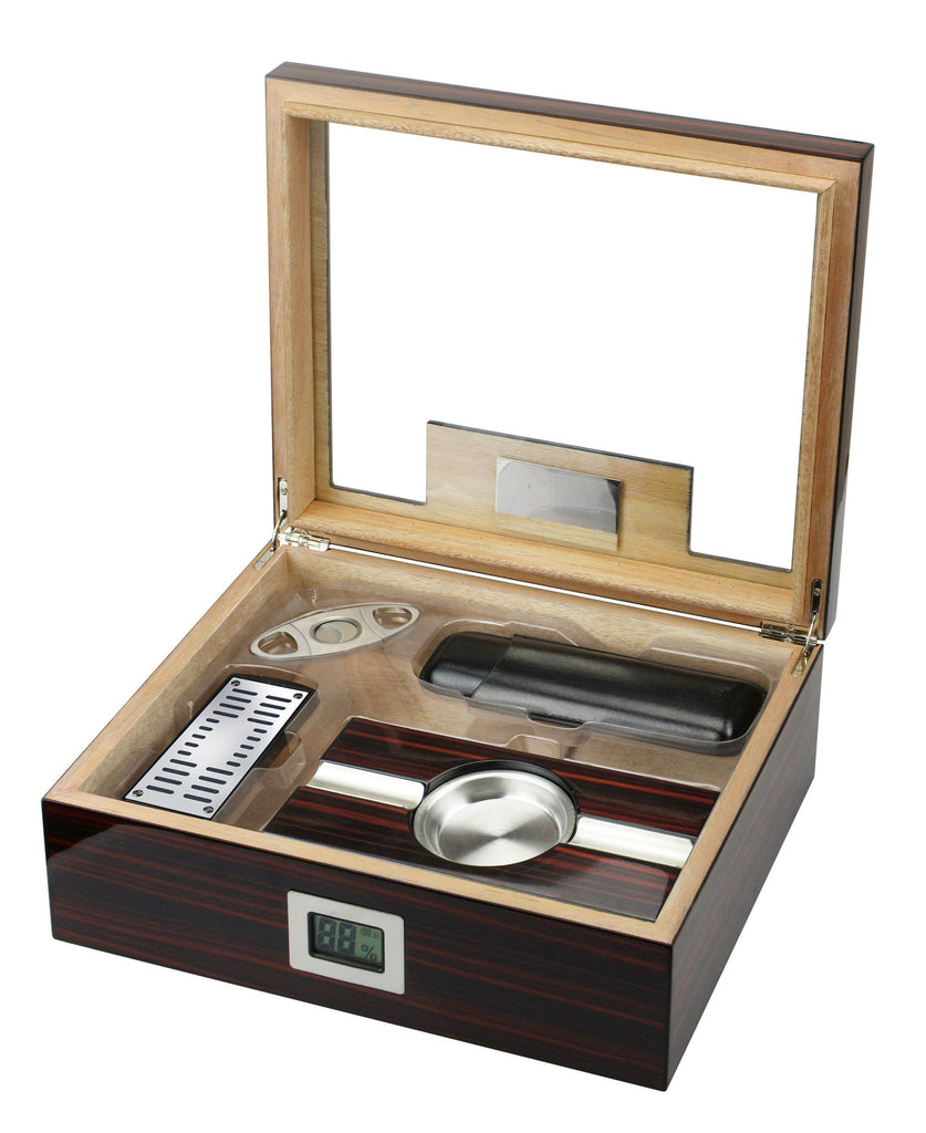 Kensington Electronic Glass Top Humidor Kit | 75 Cigar Count - Shades of Havana