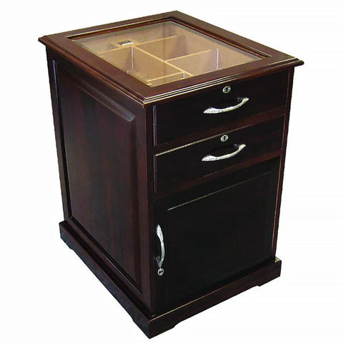 Image of Santiago 700 Cigar End Table Humidor | Elegant Walnut Finish - Shades of Havana