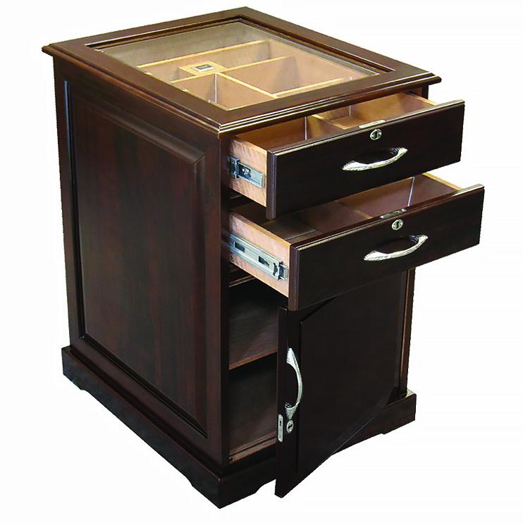 Santiago 700 Cigar End Table Humidor | Elegant Walnut Finish - Shades of Havana