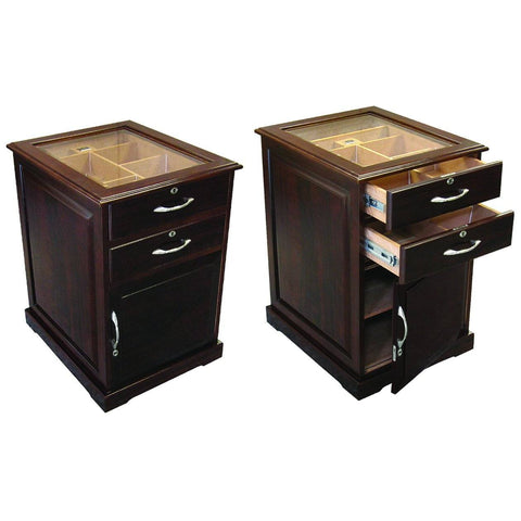 Image of Santiago 700 Cigar End Table Humidor | Elegant Walnut Finish - Shades of Havana