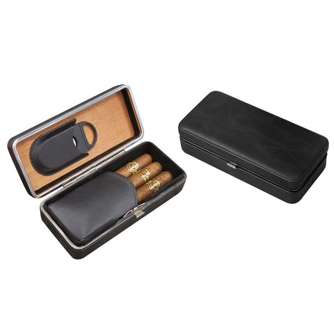 Bayamo Leather Travel Cigar Case -  3 Cigar - Folding With Cigar Cutter
