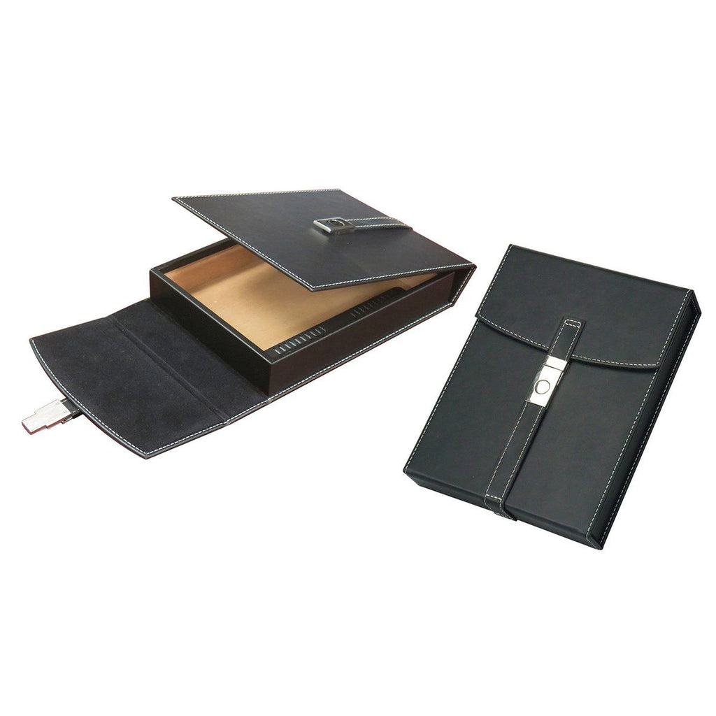 Florence Travel Humidor 10 Cigar Black Leather With Humidifier - Shades of Havana