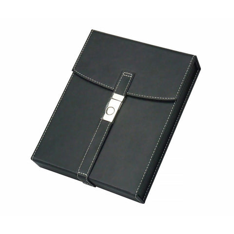 Image of Florence Travel Humidor 10 Cigar Black Leather With Humidifier - Shades of Havana