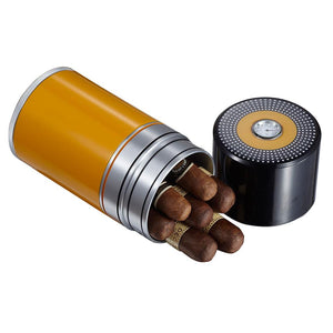Big Joe 7 Metal Travel Humidor Tube | Black and Yellow - Shades of Havana