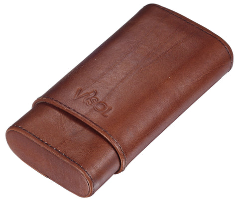 Cuero 3 Finger Genuine Leather Cigar Case