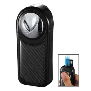 Dobrev V5 Torch Table Lighter | Black Carbon Fiber - Shades of Havana