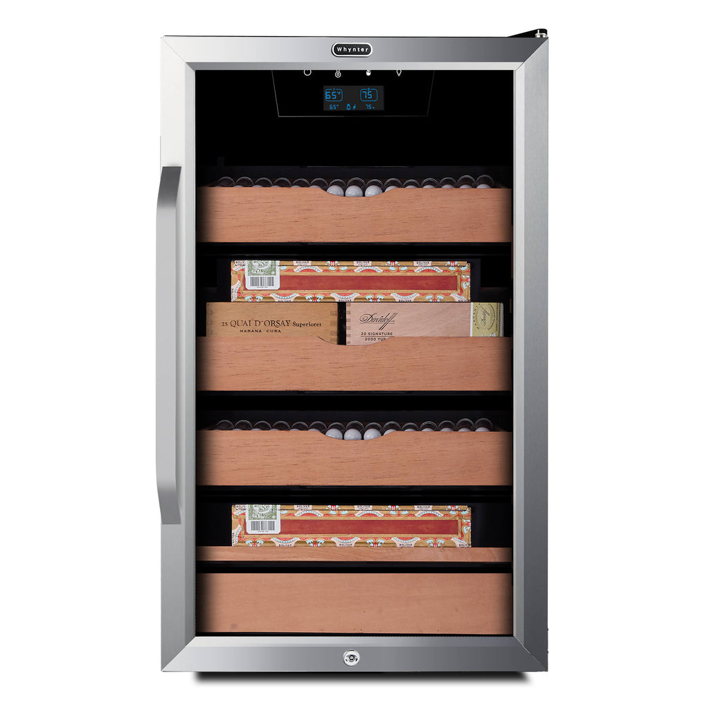 Whynter 421HC Cigar Cabinet Humidor Cooler with Humidity Temperature Control and Spanish Cedar Shelves - 4.2 Cu.Ft.