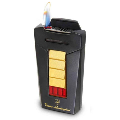Image of Aero - Matte Black and Gold Torch Flame Cigar Lighter - Tonino Lamborghini - Shades of Havana