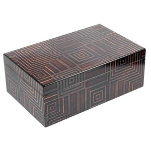 Azteca 75 Cigar Count Humidor | Antique Geometric Pattern - Shades of Havana