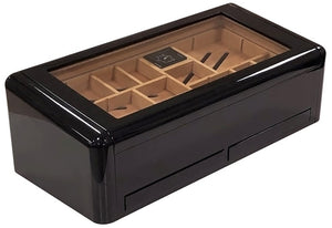 Baldwin Jet Black High Gloss Humidor - 150 Cigar Count - Shades of Havana