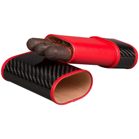 Carbon Fiber and Red - 3 Finger Cigar Case - Tonino Lamborghini