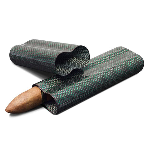 Image of Cartenium 2 Finger Carbon Fiber Cigar Case Titanium - Shades of Havana