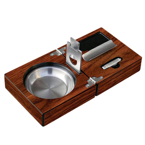 Folding Ashtray Set - High Gloss Walnut With Accessories - Prestige Import Group