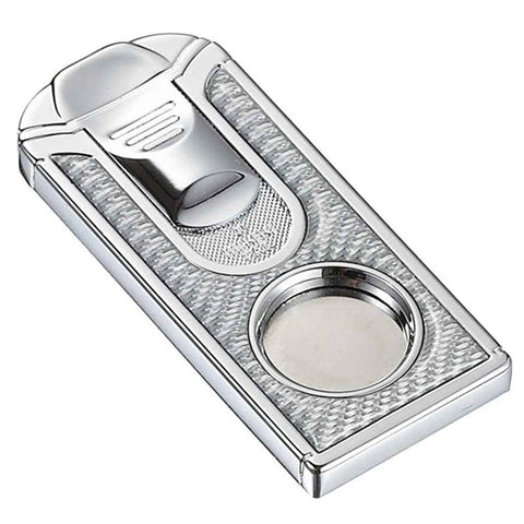 Image of Razor White Carbon Fiber Stainless Steel Cigar Cutter - Shades of Havana