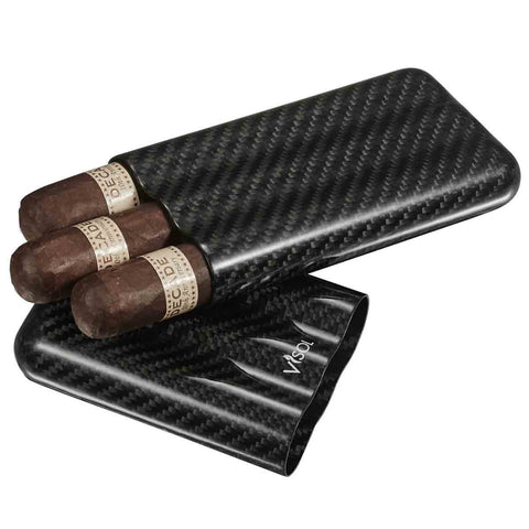Image of Night II Carbon Fiber 3 Finger Cigar Case - Shades of Havana