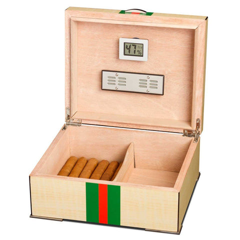 Image of Regio Contemporary 50 Cigar Humidor | White Wood - Shades of Havana