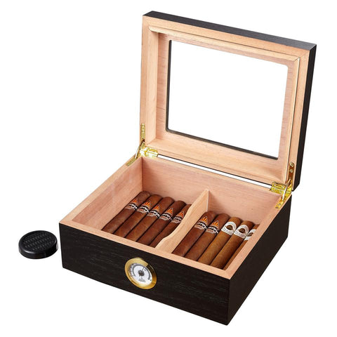 Santa Clara Glass Top Humidor 50 Cigar Count | Matte Black