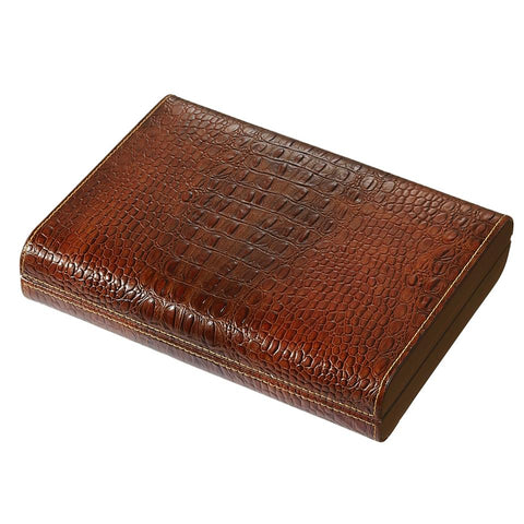 Image of Sobek Brown Leather Travel Humidor 10 Cigar Count - Shades of Havana