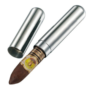 Delta Satin Finish Stainless Steel 1 Cigar Tube Case - Shades of Havana