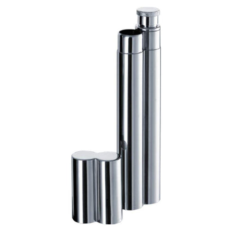 Malamute Stainless Steel Cigar Tube & Hip Flask Combo