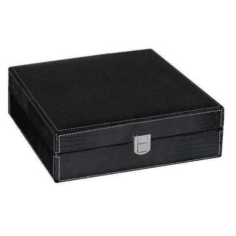 Image of The Alligator Black Leather Humidor 25 Cigar Count | Gift Set - Shades of Havana