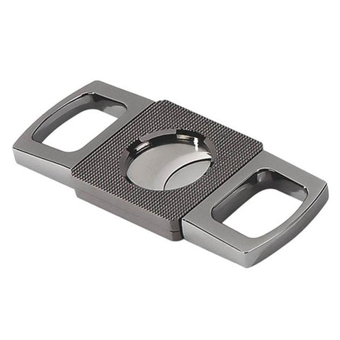 Gun Metal Cigar Cutter - Etched Guillotine Cutter - Precision Made - Etched Body in Gift Box (Gun Metal) - Shades of Havana