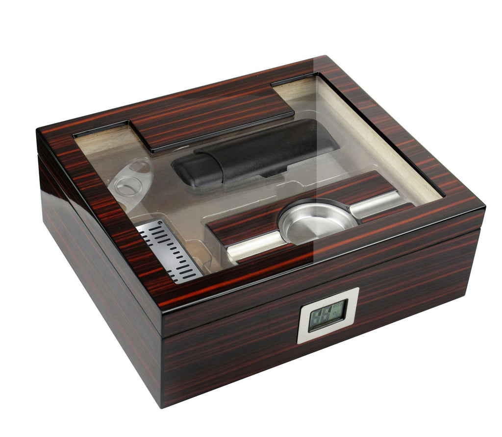 Kensington Electronic Glass Top Humidor Kit | 75 Cigar Count - Shades of Havana