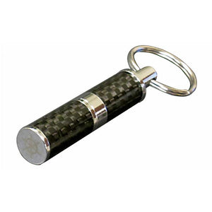 Bullet Cigar Punch Cutter - Polished Carbon Fiber & Chrome Bullet Cutter - Gift Box Included - Plated Accents - Shades of Havana