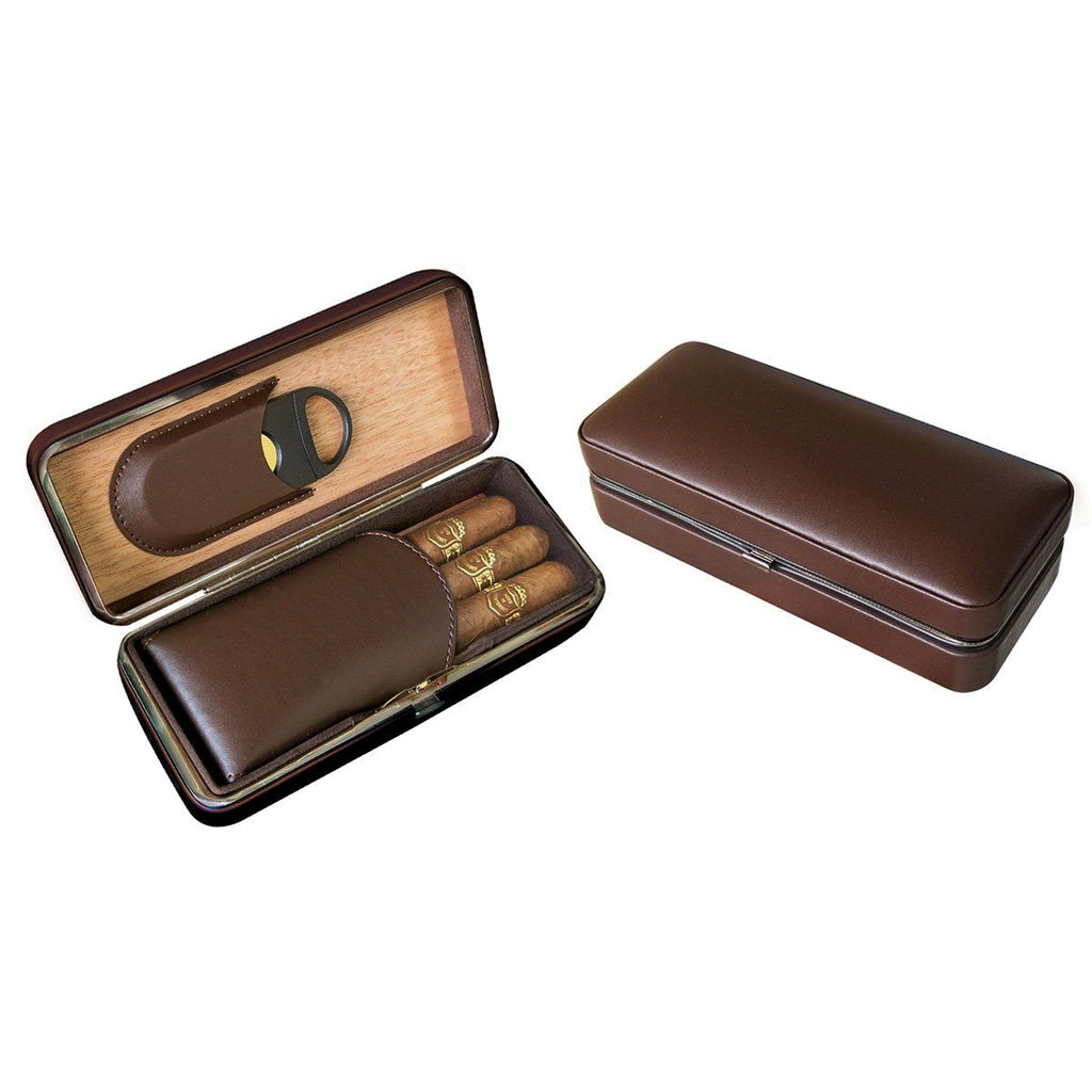 Leather Cigar Box, Cigar Case For 3 Cigars, Portable Leather Cigar Case,  Leather Travel Cigar Box, With Stainless Steel Cigar Cutter For Travel And  Wo