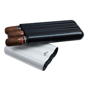 Agent Carbon Fiber Cigar Case 3 Finger White & Black - Shades of Havana