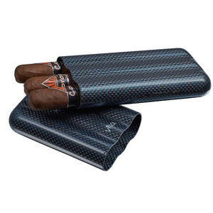 Carbon Fiber Cigar Case | 3 Finger Blue Kevlar - Shades of Havana