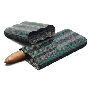 Cartenium 3 Finger Carbon Fiber Cigar Case Titanium - Shades of Havana
