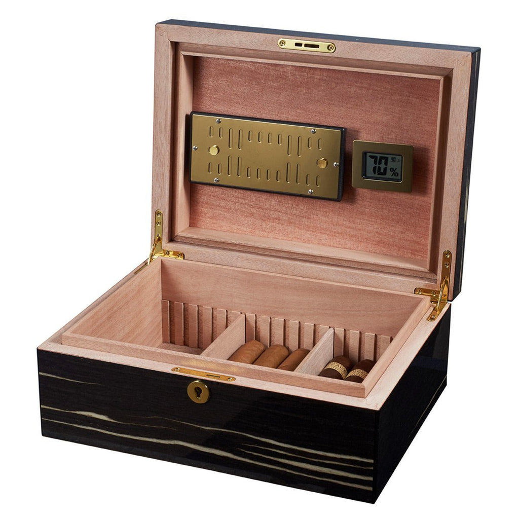 Remo Black Humidor 50 Cigar Count | Ashburl Wood - Shades of Havana