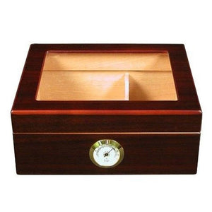 Capri Glass Top Humidor With Front Mount Hygrometer | 25-50 Cigar Count - Shades of Havana