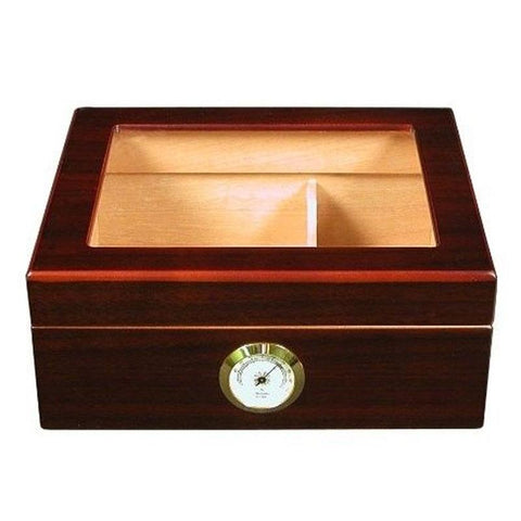 Image of Capri Glass Top Humidor With Front Mount Hygrometer | 25-50 Cigar Count - Shades of Havana