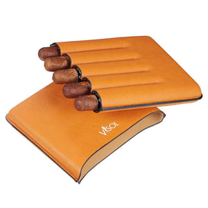 Dakota 5 Cigar Tan Leather Case 60 Ring Gauge - Shades of Havana