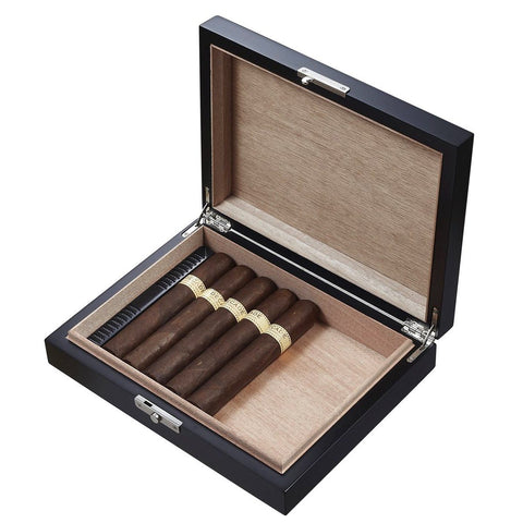 Image of Drako Black Travel Humidor 19 Cigar Count - Shades of Havana