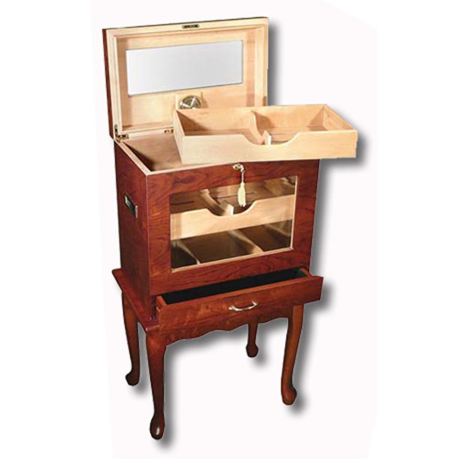 Geneve Humidor Cabinet 500 Cigar Count | Antique Style End Table Humidor - Shades of Havana