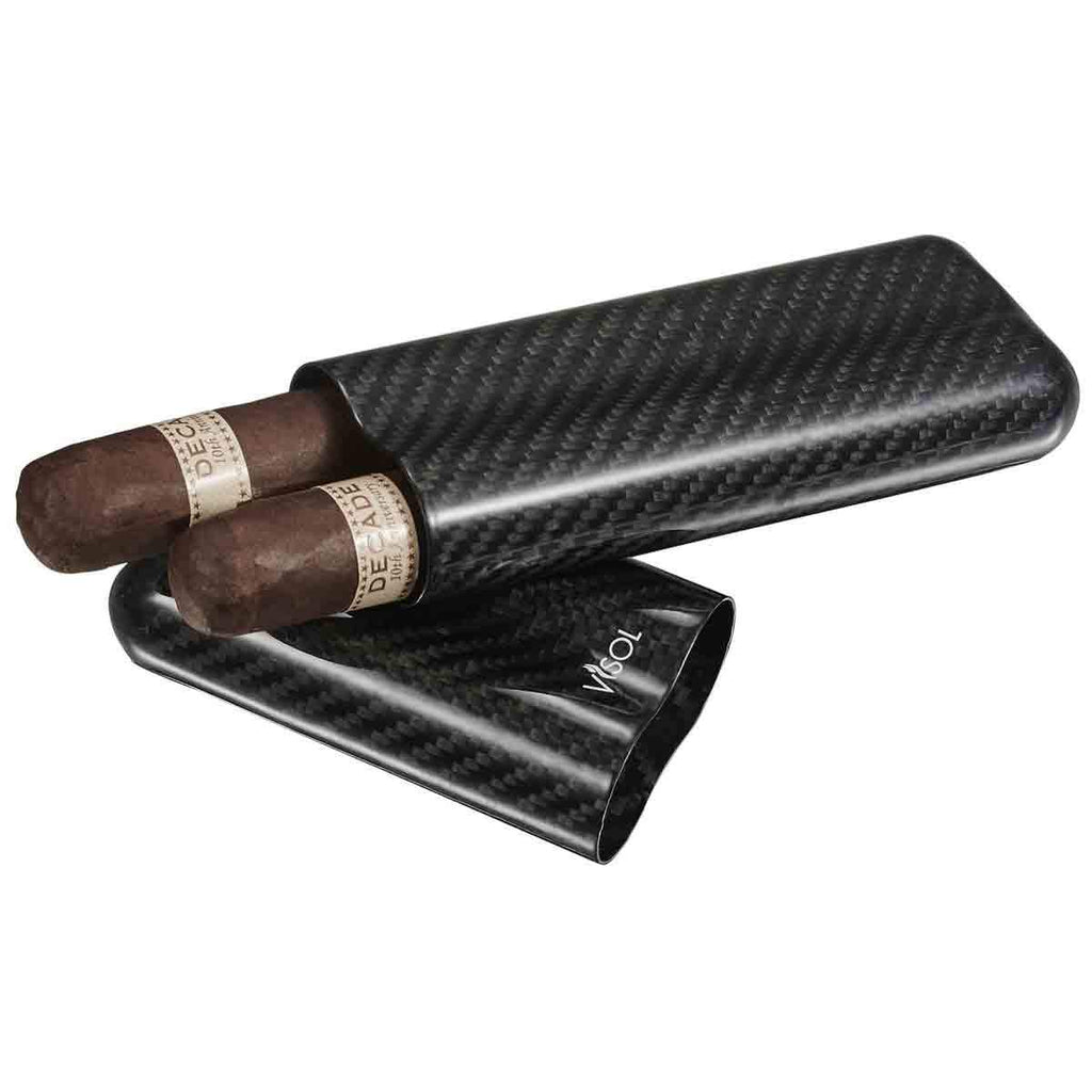 Night II Carbon Fiber 2 Finger Cigar Case - Shades of Havana