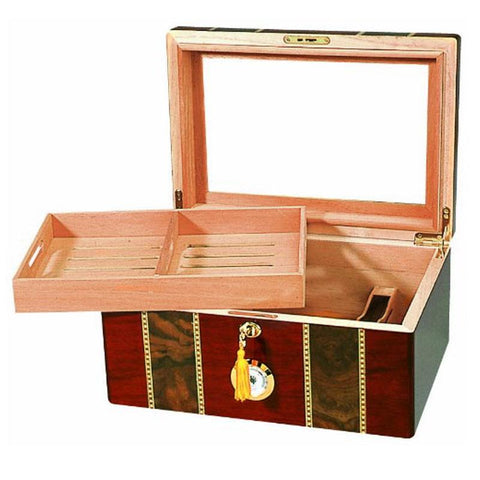 Image of Pompeii Glass Top Humidor 100 Cigar Count | Cherry Finish - Shades of Havana