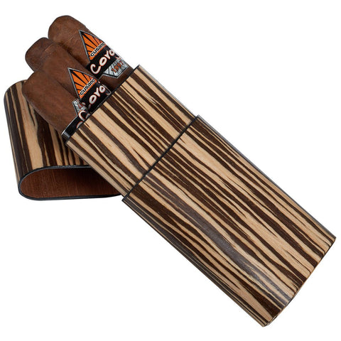 Image of Sawyer Zebra Wood 3 Cigar Case - Shades of Havana