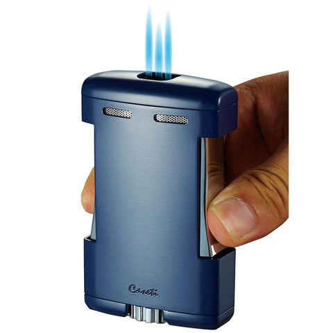 Image of Sparta - Blue Matte Triple Torch Flame Cigar Table Lighter - Caseti - Shades of Havana