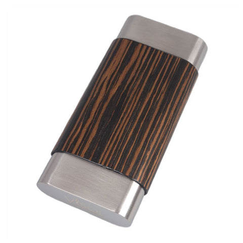 Terran Ebony Wood & Stainless Steel Cigar Case - Shades of Havana