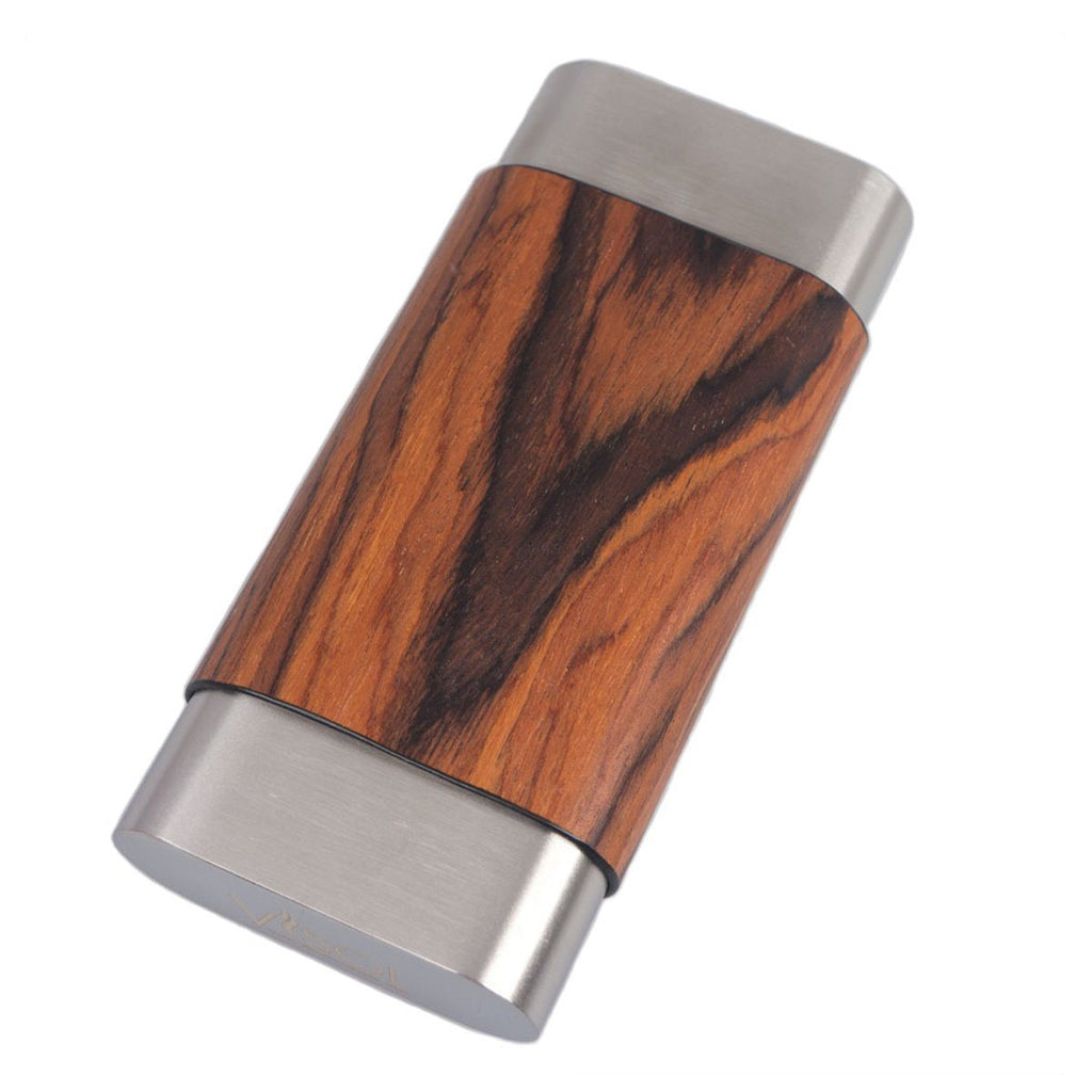 Terran Natural Wood & Stainless Steel Cigar Case - Shades of Havana