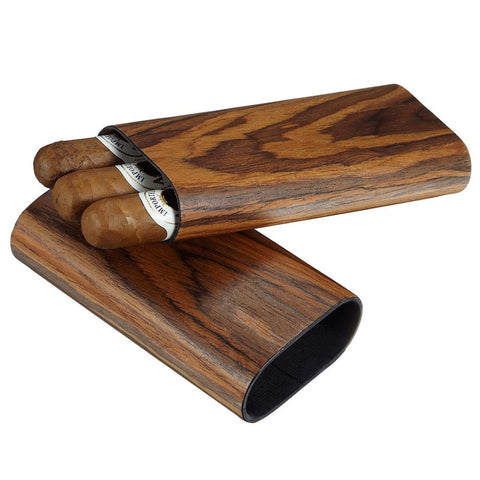 Image of Timber Cherry Wood 3 Cigar Case - Shades of Havana