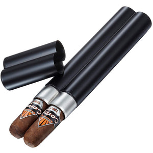 Bacuit Metal Cigar Tube | 2 Cigars Matte Black - Shades of Havana